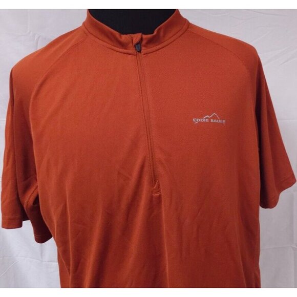 Eddie Bauer 1/4 Zip Mens Large Rust Orange Cocona Short Sleeve Polo Shirt - Picture 2 of 12